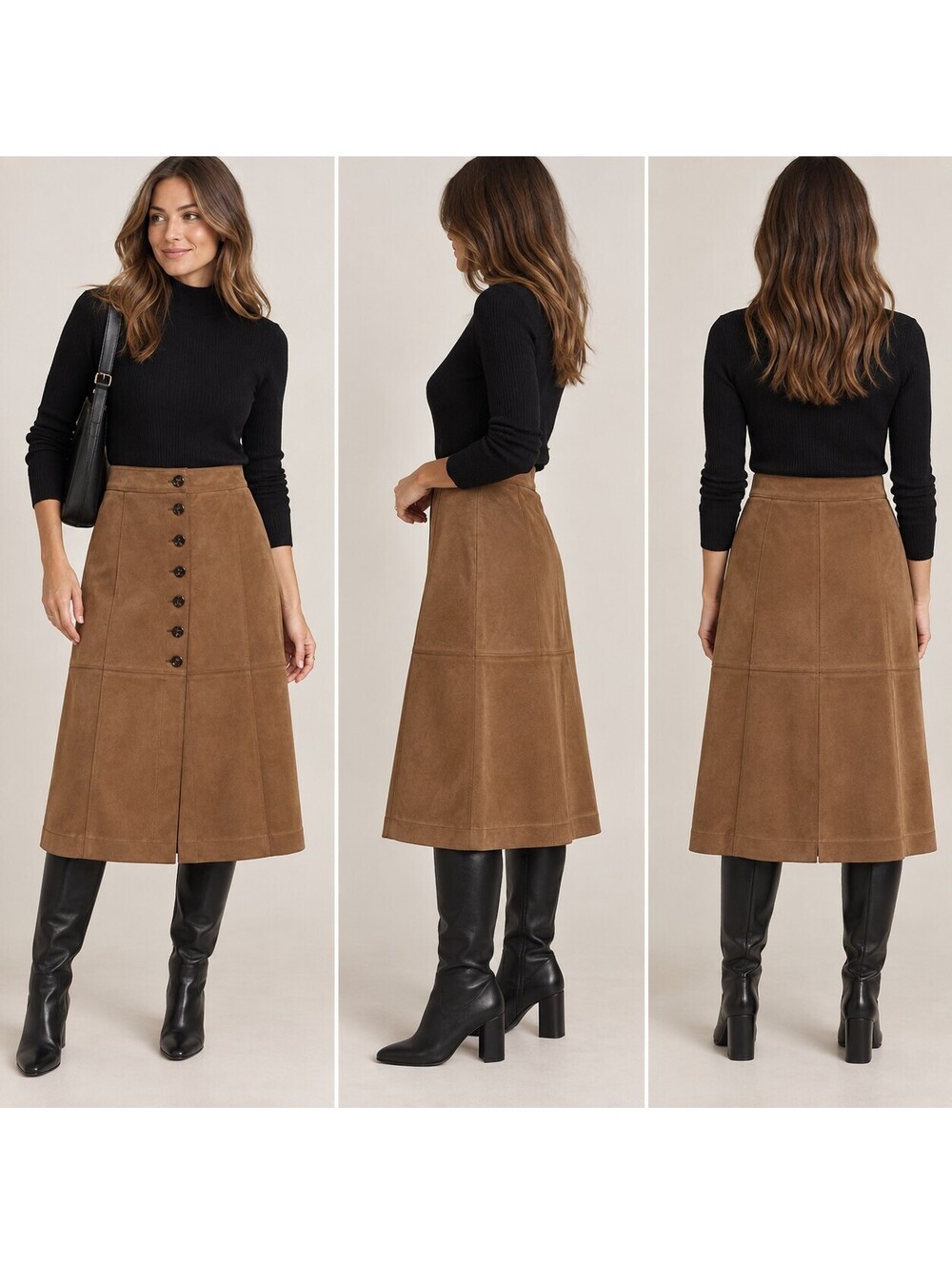 Ann Taylor Faux Suede A-Line Midi Skirt - 2P